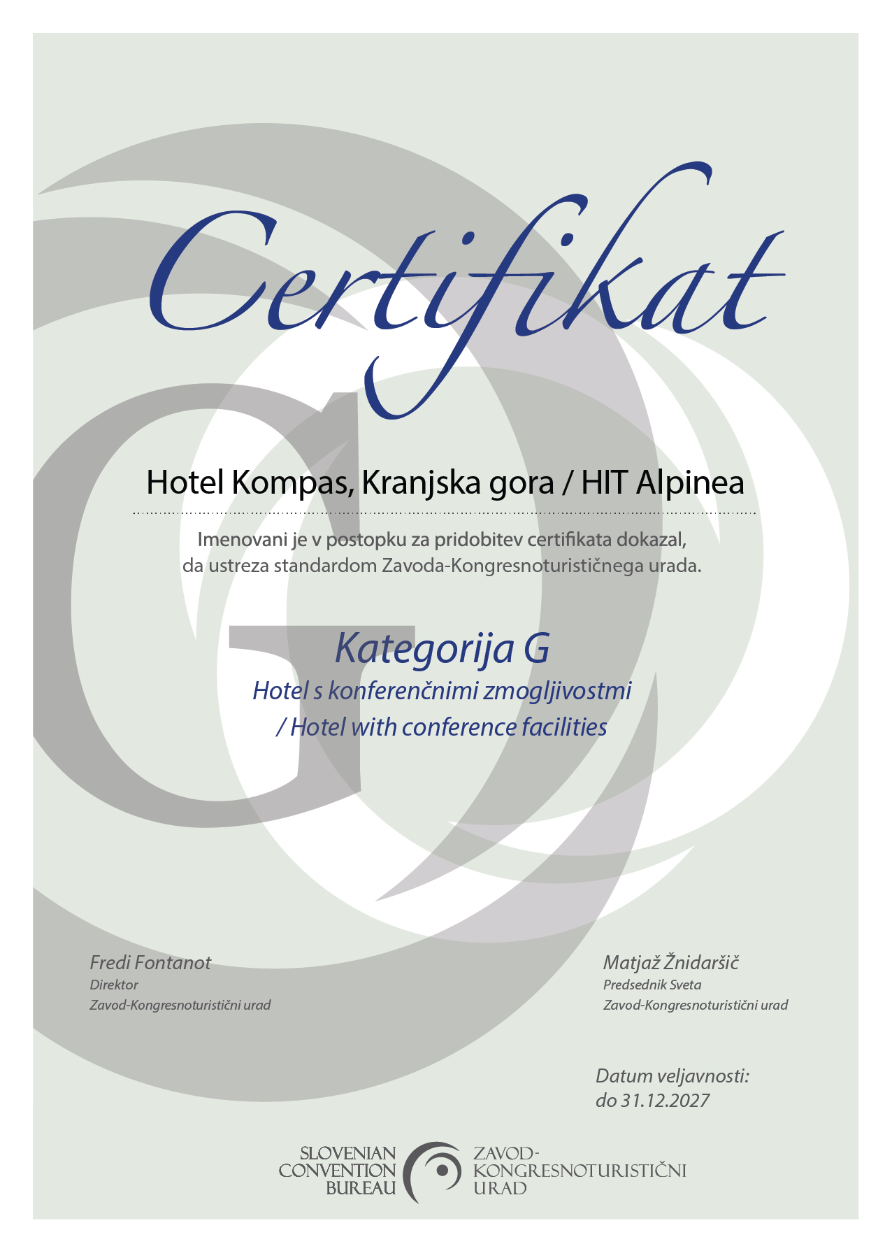 Certifikat G Hotel Kompas